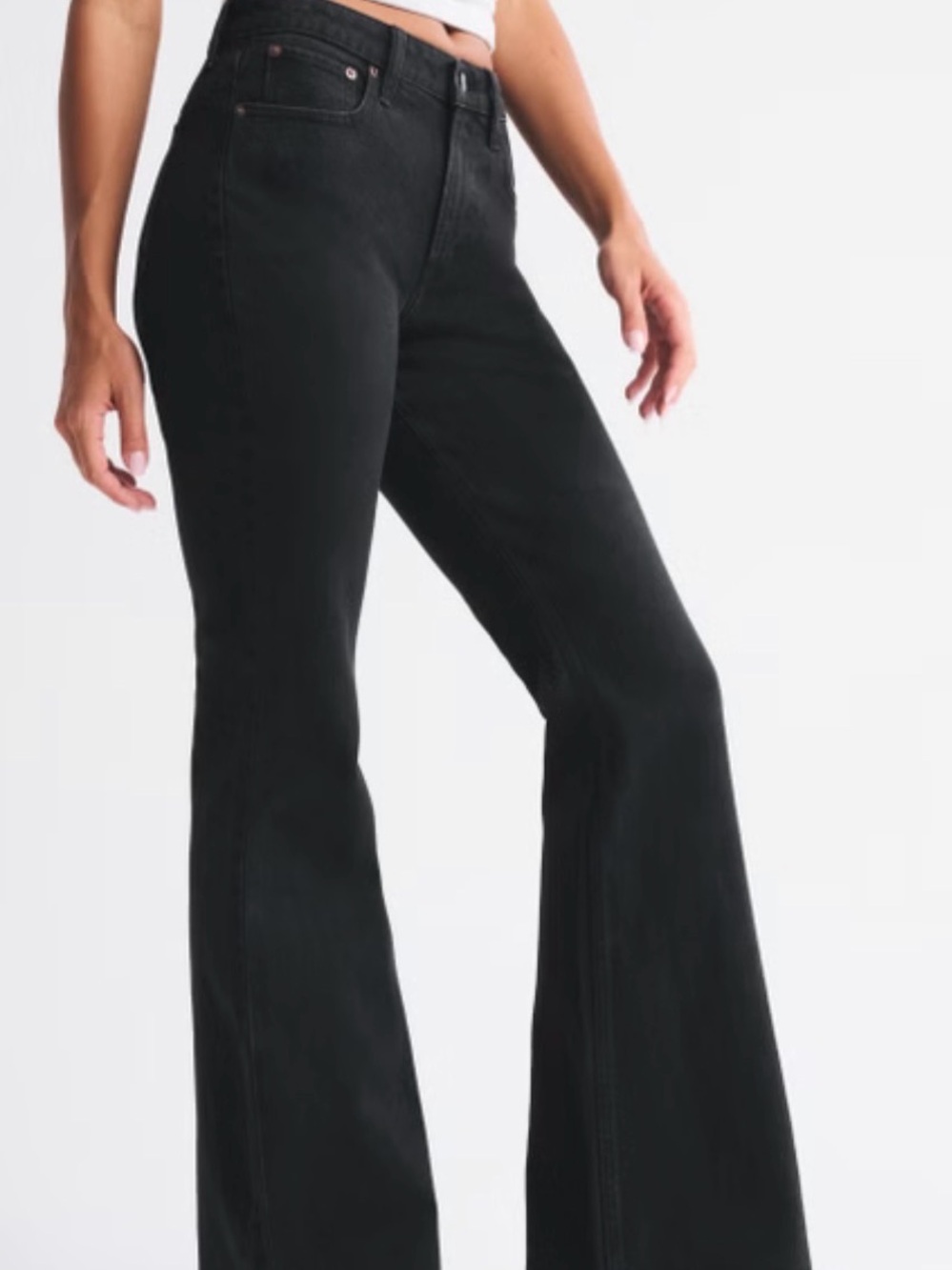 Abercrombie & Fitch Black Curve Love High-Rise Flare Jean - Size 25, NWT - Picture 3 of 7
